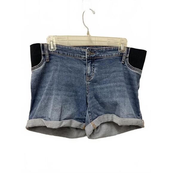 Brand New Isabel Women's Size 4 Maternity Size Expanding Midi Shorts Cuffed Hems - Picture 1 of 10